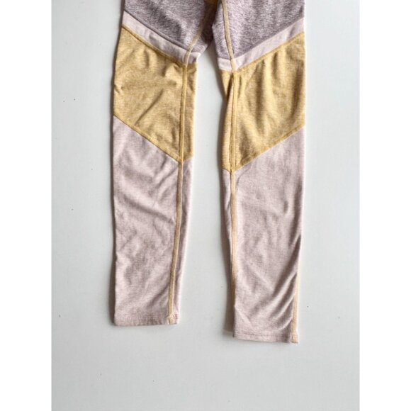 ALO YOGA Sheila Alosoft Yellow Grey Colorblock High Rise Ankle Leggings, Size S - Picture 6 of 12
